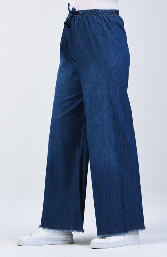 Pantalon Jean Large Taille Élastique 7503-01 Bleu Marine 7503-01