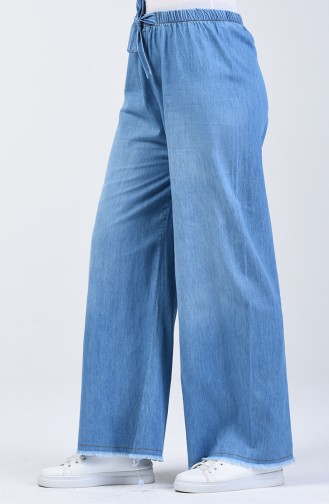 Elastic Waist Wide Leg Jeans 7503-02 Jeans Blue 7503-02