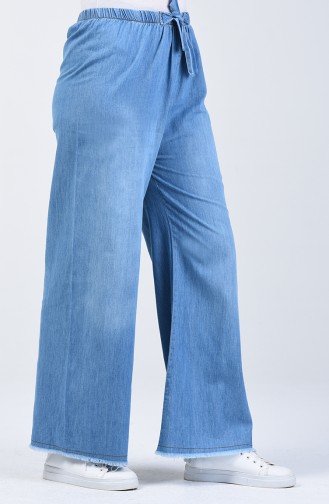 Pantalon Jean Large Taille Élastique 7503-02 Bleu Jean 7503-02