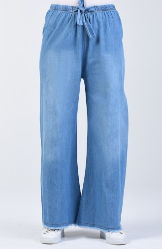 Elastic Waist Wide Leg Jeans 7503-02 Jeans Blue 7503-02