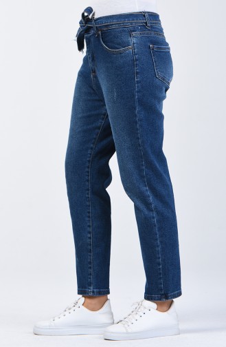 Mom Jeans with Pockets 7505-01 Navy Blue 7505-01