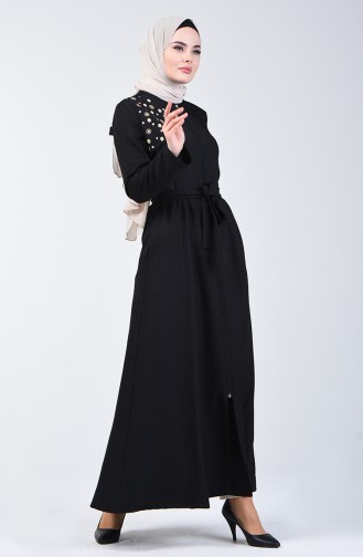 Hijab Mantel mit Reissverschluss und Band 61319-01 Schwarz 61319-01