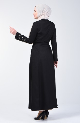 Hijab Mantel mit Reissverschluss und Band 61319-01 Schwarz 61319-01