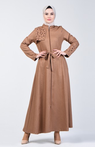 Hijab Mantel mit Reissverschluss und Band 61319-02 Nerz 61319-02