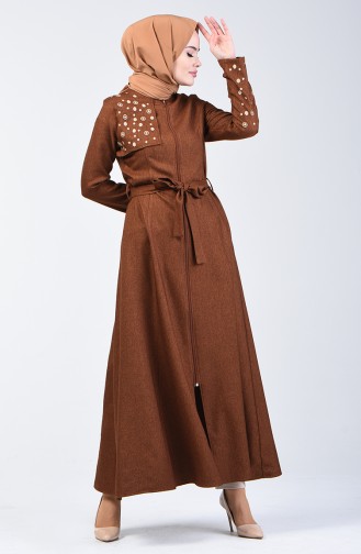 Hijab Mantel mit Reissverschluss und Band 61319-03 Senf 61319-03