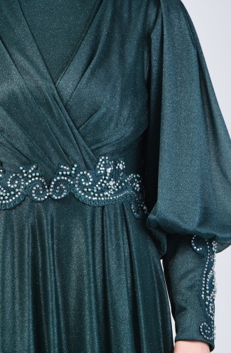 Robe de Soirée Détail à Paillettes 52772-02 Vert 52772-02