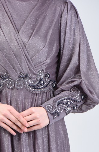 Glitter Detailed Evening Dress 52772-03 Lilac 52772-03