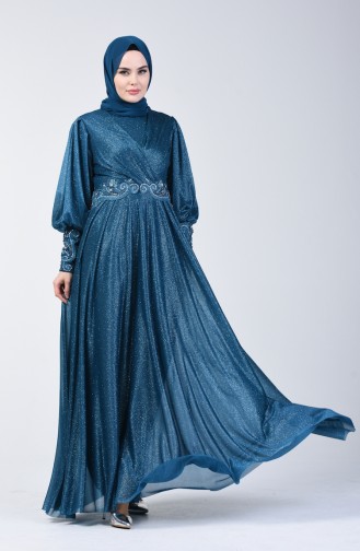 Petroleum Hijab-Abendkleider 52772-04