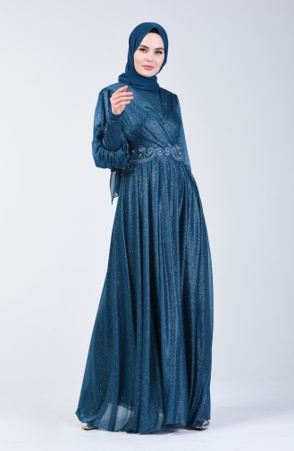 Petroleum Hijab-Abendkleider 52772-04