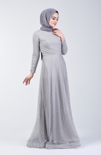 Robe de Soirée à Paillettes 83049-03 Gris 83049-03