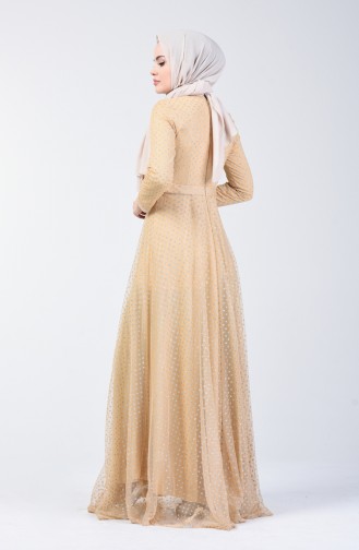 Robe de Soirée à Paillettes 83049-04 Beige 83049-04