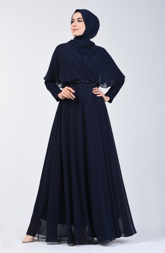 Dunkelblau Hijab-Abendkleider 6059-01