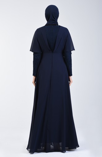 Navy Blue İslamitische Avondjurk 6059-01