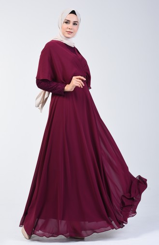 Spitzen Detailiertes Abendkleid  6059-06 Zwetschge 6059-06