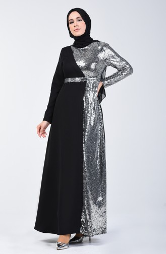 Sequined Evening Dress 60098-01 Black 60098-01