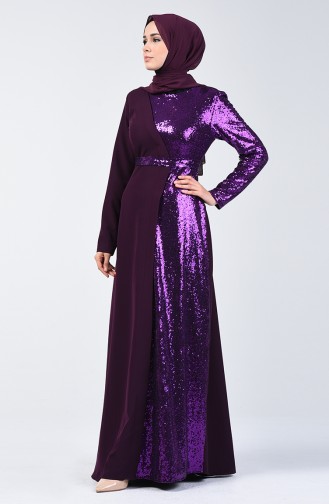 Sequined Evening Dress 60098-02 Purple 60098-02