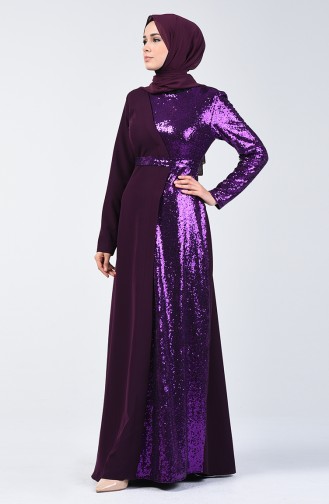 Robe de Soirée à Paillettes 60098-02 Pourpre 60098-02