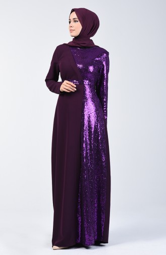 Sequined Evening Dress 60098-02 Purple 60098-02
