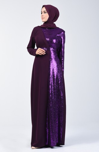 Robe de Soirée à Paillettes 60098-02 Pourpre 60098-02