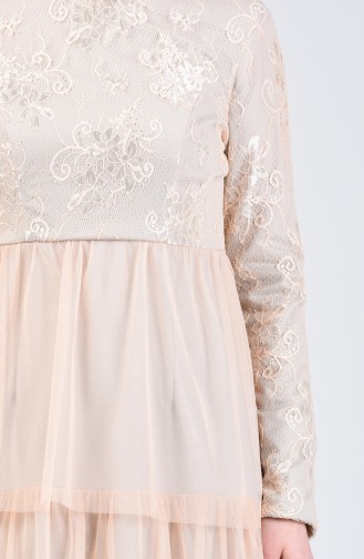 Robe de Soirée a Dentelle 60103-01 Beige 60103-01