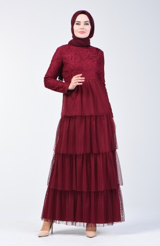 Plum Hijab Evening Dress 60109-01