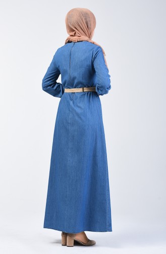 Jeans Kleid mit Gürtel 4108-02 Jeans Blau 4108-02