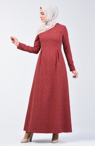 Ziegelrot Hijab Kleider 3156-01