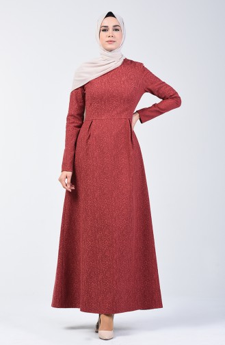 Ziegelrot Hijab Kleider 3156-01