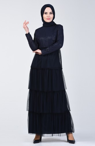 Navy Blue İslamitische Jurk 60106-01