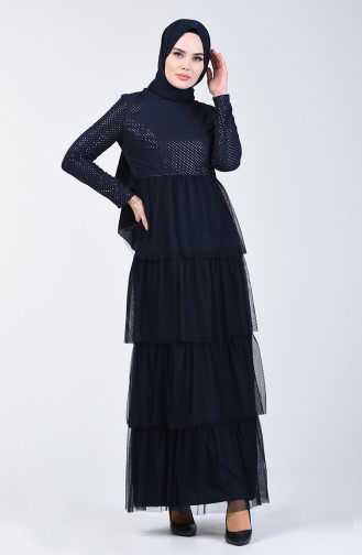Navy Blue İslamitische Jurk 60106-01