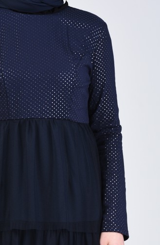 Navy Blue İslamitische Jurk 60106-01
