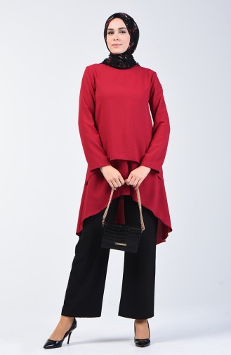 Aerobin Fabric Folded Asymmetric Tunic 0080-01 Claret Red 0080-01