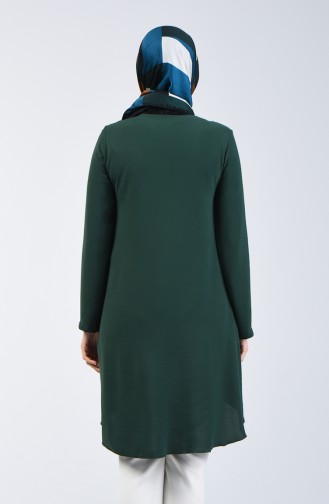 تونيك قماش آيروبين بطول غير متماثل أخضر زمردي 0080-03