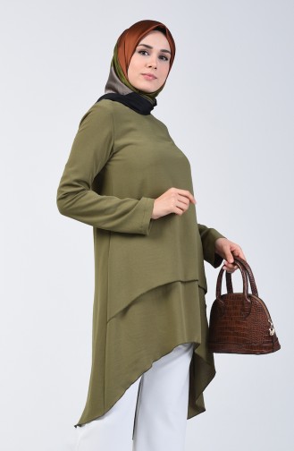 Asymmetrische Tunika aus Aerobin Stoff 0080-04 Khaki 0080-04