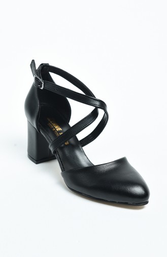 Damen Schuhe mit Kreuz Gürtel 11363-01 Schwarz 11363-01