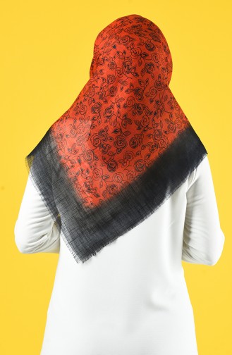 Elmina Patterned Cotton Scarf 885-101 Red Navy Blue 885-101