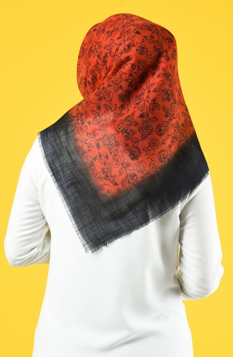 Elmina Patterned Cotton Scarf 885-101 Red Navy Blue 885-101