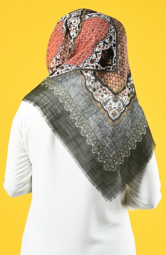 Elmina Patterned Cotton Scarf 887-103 Green 887-103