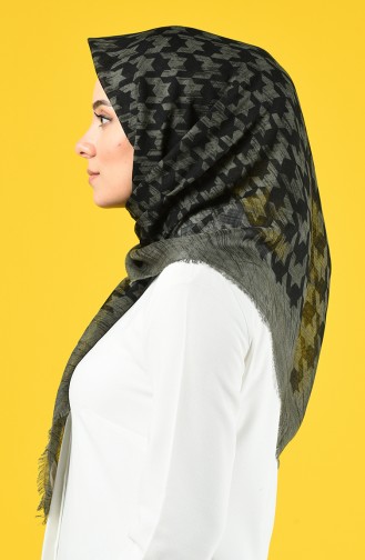 Elmina Desenli Pamuk Eşarp 891-05 Yeşil