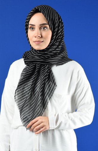 Elmina Patterned Cotton Scarf 893-103 Black White 893-103