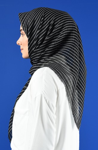 Elmina Patterned Cotton Scarf 893-103 Black White 893-103