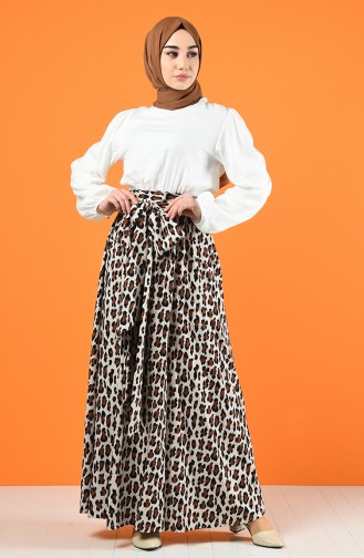 Leopard Patterned Skirt 8208-01 Beige 8208-01