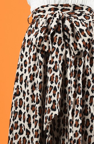 Leopard Patterned Skirt 8208-01 Beige 8208-01