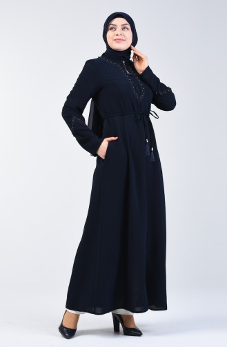 Abaya Perlés 3002-03 Bleu Marine 3002-03