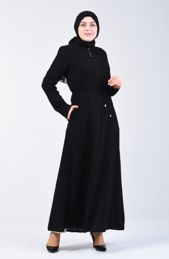 Perlen Abaya 3002-04 Schwarz 3002-04