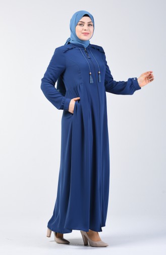 Quasten Abaya mit Reissverschluss  3005-04 Indigo 3005-04