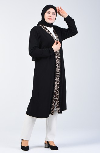 Leopard Patchwork Cape mit Brosche 7003-01 Schwarz 7003-01