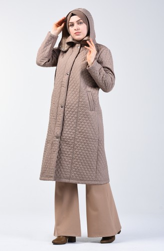 Plus Size Mid Length quilted Coat 1041-06 Mink 1041-06