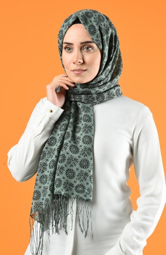 Elmina Patterned Cotton Shawl 910-101 Green 910-101