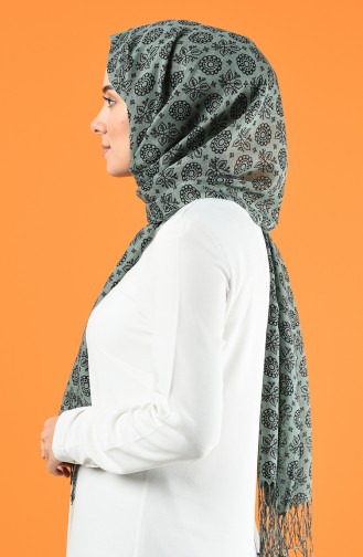 Elmina Patterned Cotton Shawl 910-101 Green 910-101